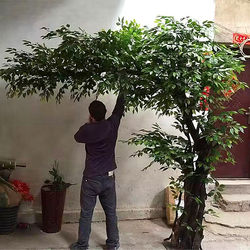Artificial Fake Banyan Tree Indoor and Outdoor Decorative Ornaments Large Plant Hotel Landscape Shopping Mall Floor-Standing Wishing Tree Landscaping
