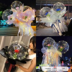 Trendy Glowing Rose Bubble Balloons, Valentine's Day Hot-Selling Light-Up Balloon Bouquet, Children's Stall-Selling Materials Kit