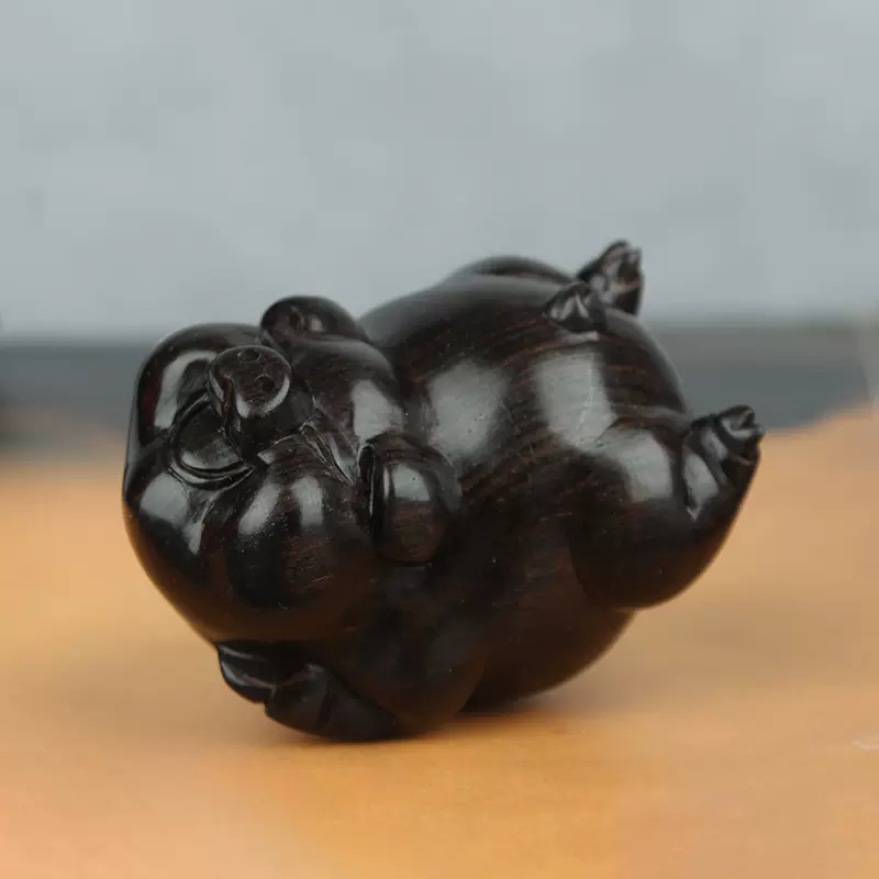 黑檀木雕迷你猪可爱福猪摆件创意十二生肖猪实木装饰手把玩件挂件-Taobao