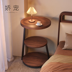 Medieval-Style Bedside Table for Bedroom, Small Apartment Bedside Cabinet, Multi-Layer Round Bedside Storage Rack, Niche Design