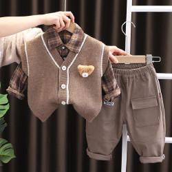 Trendy Baby Clothes for Spring and Autumn, Three-Piece Separate Set for One-And-A-Half-Year-Old Boys, Infant Spring Outfit