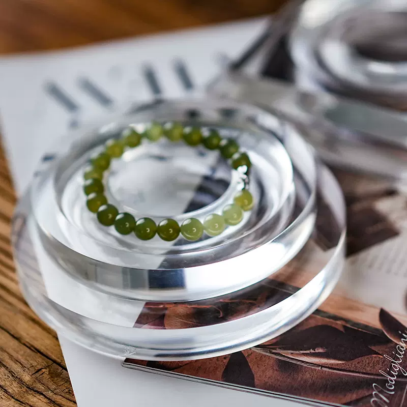 透明亚克力珠宝展示道具镯子手链陈列托盘 饰品直播道具 首饰展架