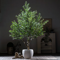 Large Olive Tree Artificial Green Plant with a High-End Feel for Living Room, Window Display, Hotel Floor-Standing Potted Decoration, Simulated Plant Landscaping