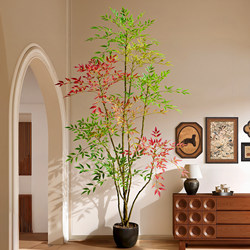 High-End Realistic Artificial Green Plants, High-End Light Luxury Nandina Bamboo Plant Potted Plants, Living Room Decorations, Floor-Standing Landscaping Fake Trees