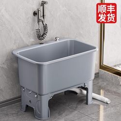 Rectangular Mop Bucket with Automatic Drainage for Home Bathroom Use, Mobile Mop Bucket for Washing and Rinsing Mops