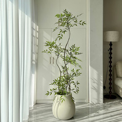 High-Quality Artificial Green Plant Nandina, High-End Luxury Indoor Living Room Floor-Standing Fake Plant, Soft Decoration Ornament
