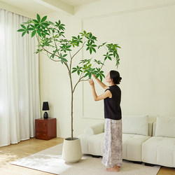 Money Tree Artificial Green Plant, High-End Light Luxury Indoor Living Room, Guesthouse, Clothing Store, Large Floor-Standing Decorative Ornament