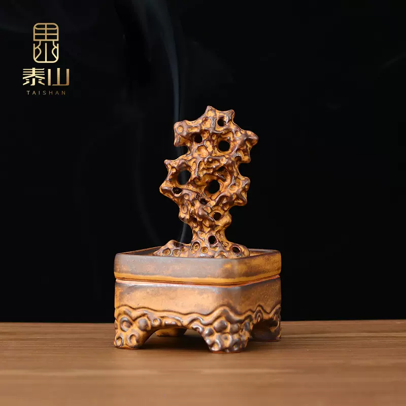 陶器 香炉 三川内焼 泰山窯 鈴型三花香炉 工芸品 金彩 手描き 未使用品