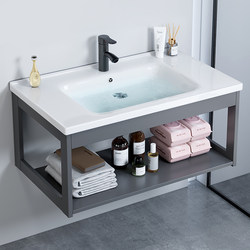 Simple Wall-Mounted Washbasin for Small Apartments, Ceramic Integrated Washbasin Cabinet Combination, Bathroom Sink