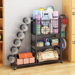 Sports and Fitness Equipment Yoga Mat Storage Rack Home Use Wheeled Basketball Rack Foam Roller Kettlebell Dumbbell Rack Storage Rack