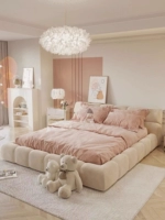 [Первая однократная прямая прямая] Puff Princess Cream Cream Technology Technology Technology Cabry Кровать главная спальня двуспальная кровать