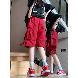 Work Shorts for Female Students, New Summer Style, American High Street Retro Trendy Brand, Loose Wide-Leg Straight Casual Five-Point Shorts