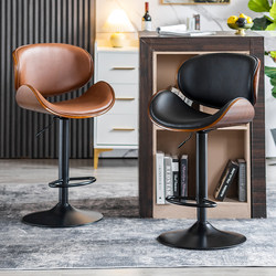 European-Style Bar Stool with Adjustable Height, Genuine Leather Bar Chair, Light Luxury Home Front Desk High Stool, High Stool, Simple Modern Bar Chair