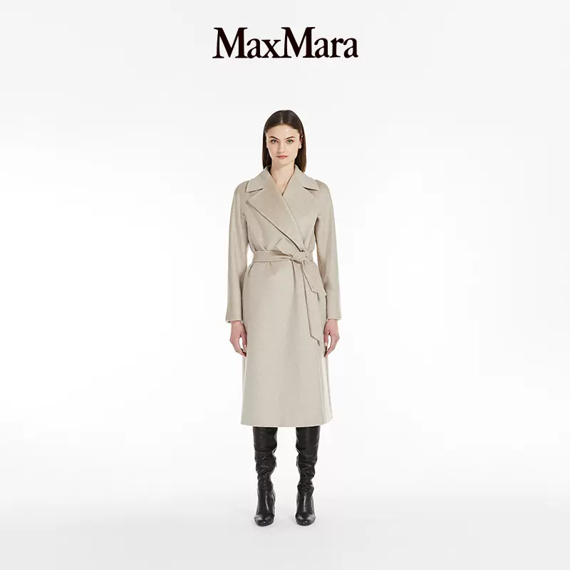 Max Mara 2023秋冬新品女士羊绒混纺系带大衣6016103306-Taobao