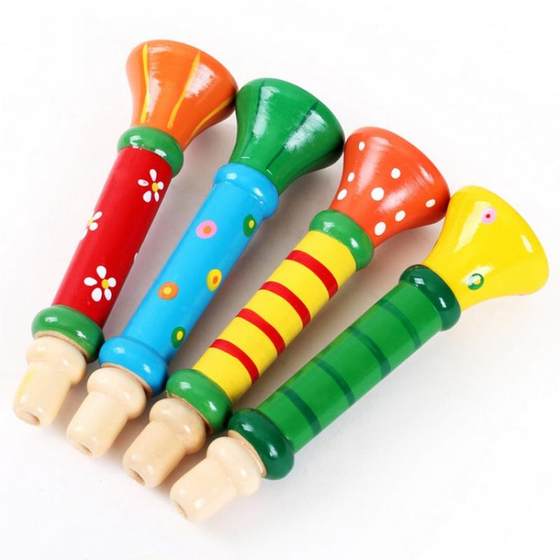 
Wooden small trumpet toys infants and toddlers early education educational toys whistle baby plays musical instruments children's whistle