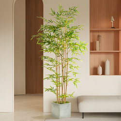 Artificial Bamboo Potted Plant Decoration, New Chinese Zen Style Living Room Green Plant, Window Display Floor Decoration Plant Landscaping, Fake Bamboo