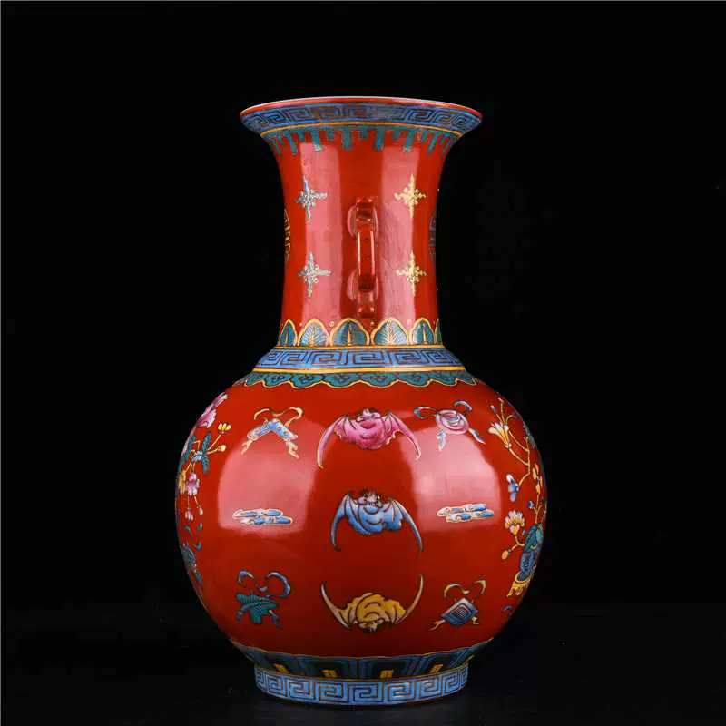 新作即納中国陶瓷◆「 清◆ 五彩 花蝶紋小瓶◆ 」極細工 唐物 中国美術 文房 古玩 清