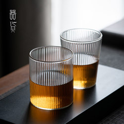 High-Temperature Resistant Japanese-Style Striped Glass Drinking Cup, Heat-Resistant ins Style Tea Cup, Beer Juice Cup, Household Coffee Cup