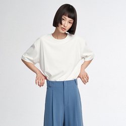 Small Tee12 White Box-shaped Short-sleeved T-shirt With Heavy Drape Xin Zhilei's Same Style