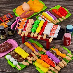 Children's Fruit Cutting Toy Barbecue Simulation Food Pretend Play Girls' Vegetable Kitchen Set Can Cook