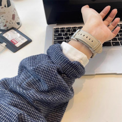 Blue Brushed Plaid Shirt Jacket for Women, Autumn and Winter, Petite, Layering Shirt, Loose, Lazy, Long-Sleeved Top