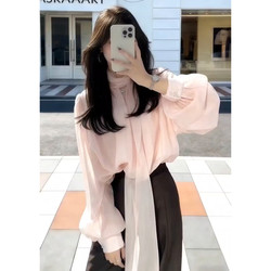 French-Style Pink Ribbon Shirt Set for Women, 2026 New Spring Collection, High-End Feel, Petite Shirt Top