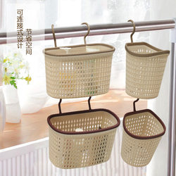 Hanging Plastic Storage Basket for Kitchen Fruits and Vegetables, Dormitory Bathroom Toiletries Basket with Hooks