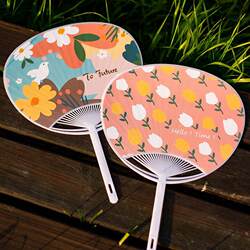 Senyu Ye 2-Pack Original Plastic Cartoon Fan Summer Small Round Fan Creative Daily Use Durable Hand-Held Fan for Children