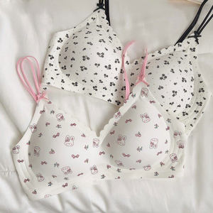 
Sweet double thin strap seamless underwear for women with small breasts, sweet girly breast-retracting anti-sagging bra for summer