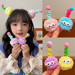 Funny and Creative Hair Clips for Children, Cute Cartoon Little Monster Plush Hairpins, Hair Accessories for Little Girls, Spring Hair Ball Hair Ornaments