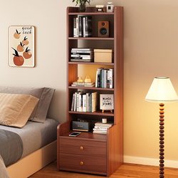Bedside Table Bookshelf Bedside Storage Rack Floor-Standing Bedside Storage Cabinet Home Bedroom Multi-Layer Simple Bookcase Against the Wall