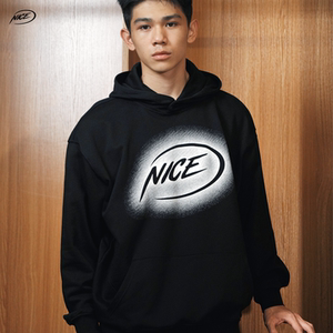 
NICEID NICE dissolved LOGO sports sweatshirt terry for men and women spring and autumn casual loose hooded round neck pullover