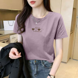 High-Quality Pure Cotton Short-Sleeved T-Shirt for Women, New Summer Style, Age-Reducing, Regular Shoulder, Simple Round Neck Design, Stylish Top ins
