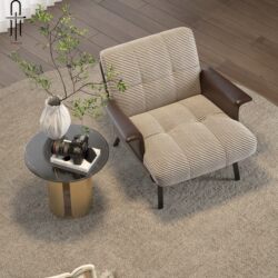 Italian-Style Minimalist Sofa Chair, Living Room Single Chair, Hotel Lobby Office Reception Area Leisure Chair, Reception and Negotiation Table and Chairs