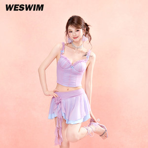 
WESWIM women's swimsuits, seaside vacation, beautiful beach bikini small breasts, split streamers, fairy style purple new style