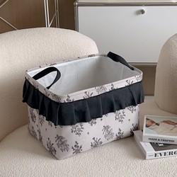 Canvas Retro Fungus Edge Clothes Storage Box Household Fabric Wardrobe Storage Basket Storage Bucket Quilt Storage Bag Box