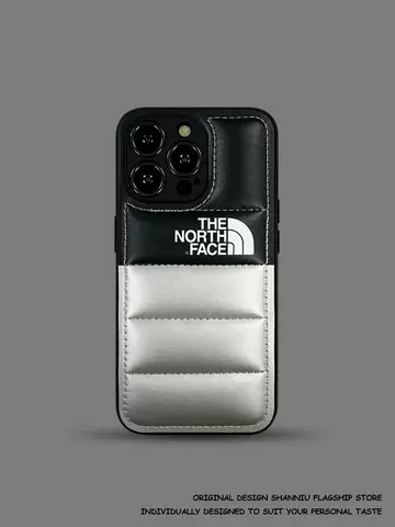 The North Face New Phone Cases Covers Trendy Fashionable Two Tone Puffy Puffer Down Jacket iPhone 15, iPhone 14, iPhone 13, iPhone 12,