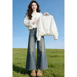 Loose and Casual Style Simple Drawstring Sweatshirt for Women 2026 Spring New Style Loose Slimming Stylish Versatile Top Jacket