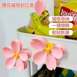 Sakura Magnetic Sealing Clip Refrigerator Magnet Food Bag Clip Snack Sealing Clip Magnetic Sticker Personalized Creative Bag Sealing Clip