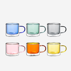 ins Stylish, Good-Looking, Heat-Resistant, Explosion-Proof, High-Temperature Resistant, Double-Layer Glass Water Cup Set with Handle, Household Coffee Cup