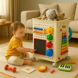 Toy Organizer Busy Board Pegboard Fence for Infants and Toddlers, International Montessori Baby Early Education Cognitive Storage Rack