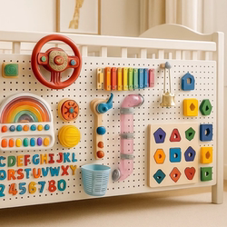 Toy Organizer Busy Board Pegboard Fence for Infants and Toddlers, International Montessori Baby Early Education Cognitive Storage Rack