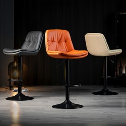 Nordic Bar Stool, Modern and Simple, Home Use, with Backrest, Light Luxury Bar Chair, Adjustable Height, Swivel, Front Desk High Stool