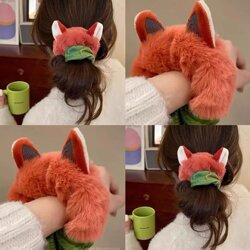 Fox Nick Plush Hair Tie, Zootopia Nick Judy Hair Rope, Female Cartoon Hair Tie, Large Scrunchie Rubber Band