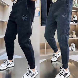 
Corduroy men's pants 2025 autumn and winter plus velvet thickened small-leg pants slim fit corduroy casual harem pants
