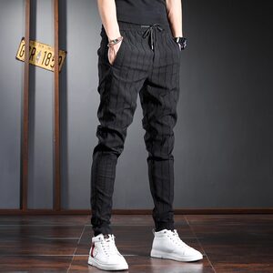 
2026 New Stretch Foot Casual Pants Men's Spring and Autumn Plus Velvet Men's Korean Slim Foot Jacquard Pants