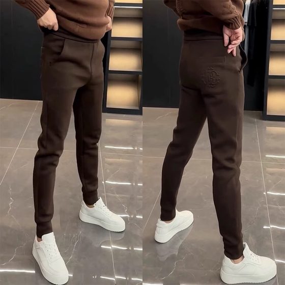 
2025 New Men's Spring and Autumn Solid Color Sports Casual Pants Men's Trendy Korean Slim Fit Stretch Small Foot Sweatpants