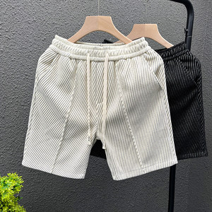 
High-end diagonal striped shorts men's summer wear trendy brand handsome five-point mid-trousers 2025 summer new men's big pants