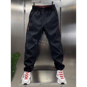 
Autumn and winter handsome splicing slim pants men's trendy small-legged pants new versatile casual nine-point legged pants for men