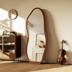 French-Style Vintage Full-Length Mirror, Floor-Standing Mirror for Home Use, Designer Irregular-Shaped Dressing Mirror, High-End Trendy Fitting Mirror